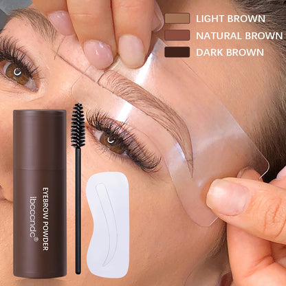 Eyebrow Stamp Powder Stick & Shaping Kit – Easy Eyebrow Stencil Set with Trimmer & Bru