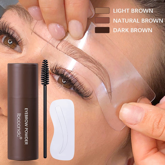 Eyebrow Stamp Powder Stick & Shaping Kit – Easy Eyebrow Stencil Set with Trimmer & Bru